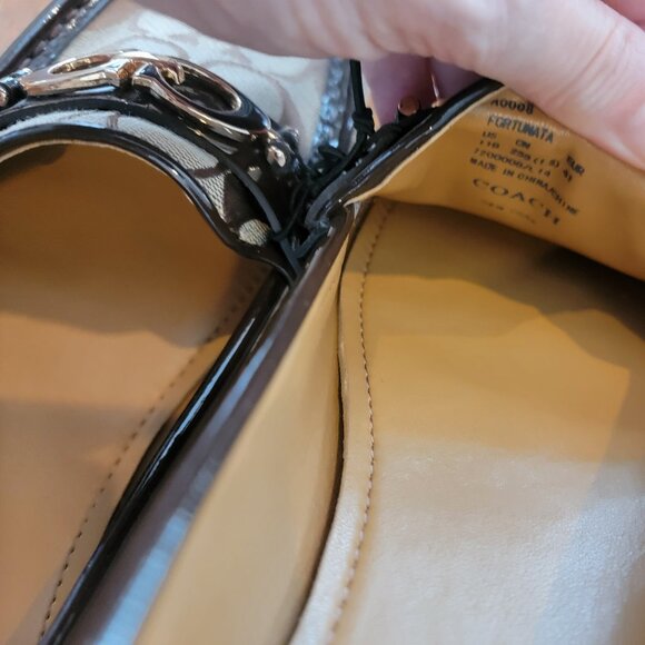 Coach Fortunata CC Metal & Brown Signature Logo Jacquard Flat/Loafers - Picture 8 of 11